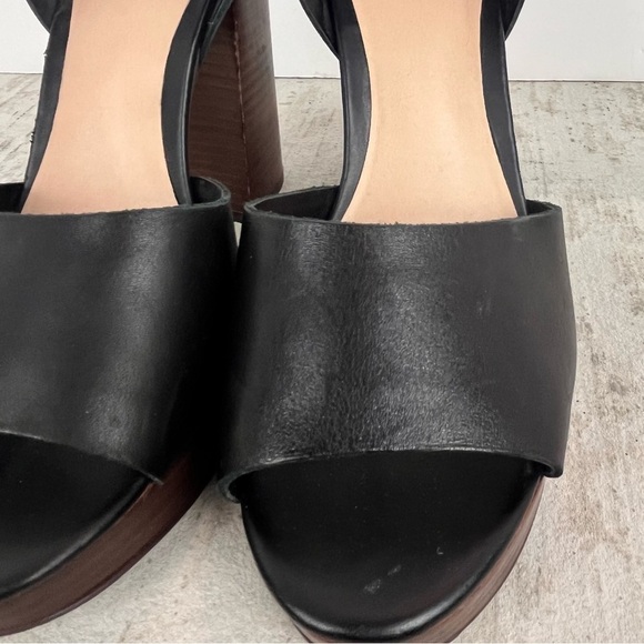 BLEECKER & BOND Sienna Leather Heels Black Size 7.5 Stacked Heel - Picture 6 of 16